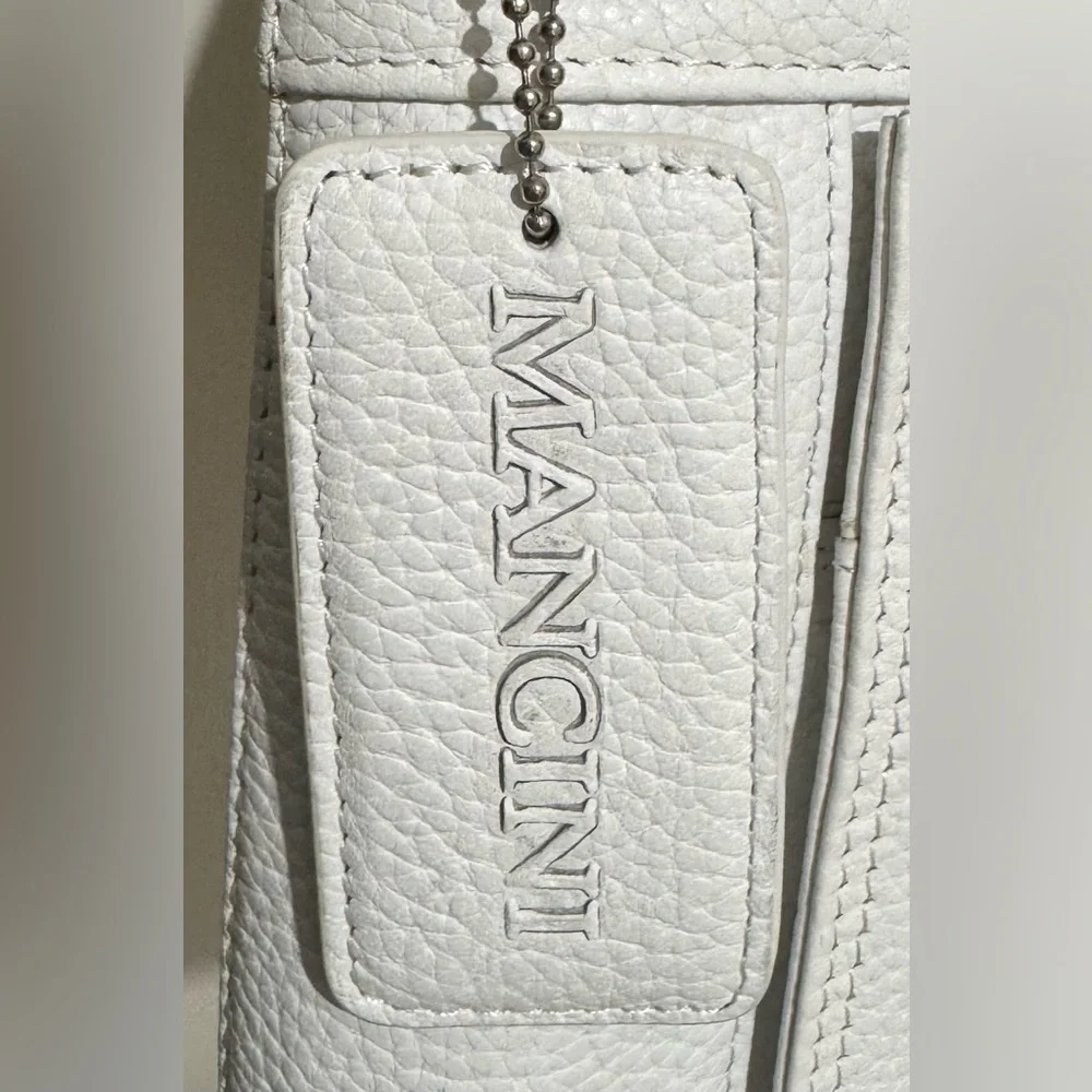 Mancini Trish Pebble Leather Crossbody Handbag with Organizer Bright White NWT